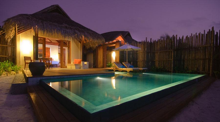 pool villa at night