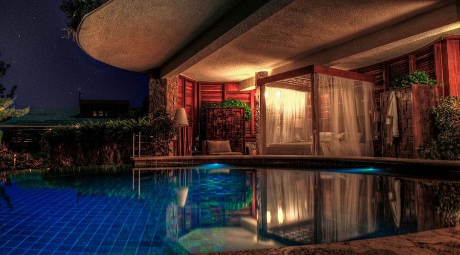 private sanctuary pool by night