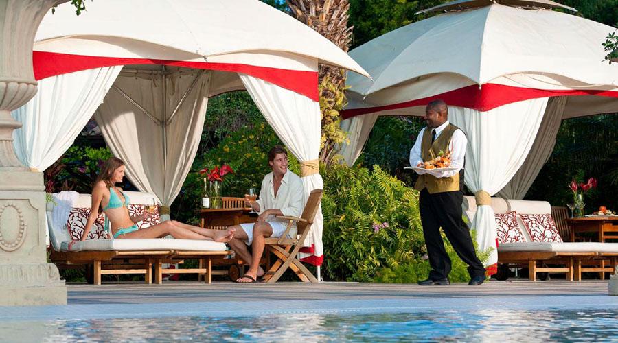 Private cabanas around the pool