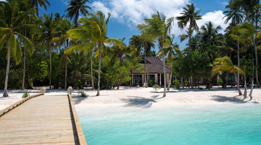 exterior view of reception and lagoon