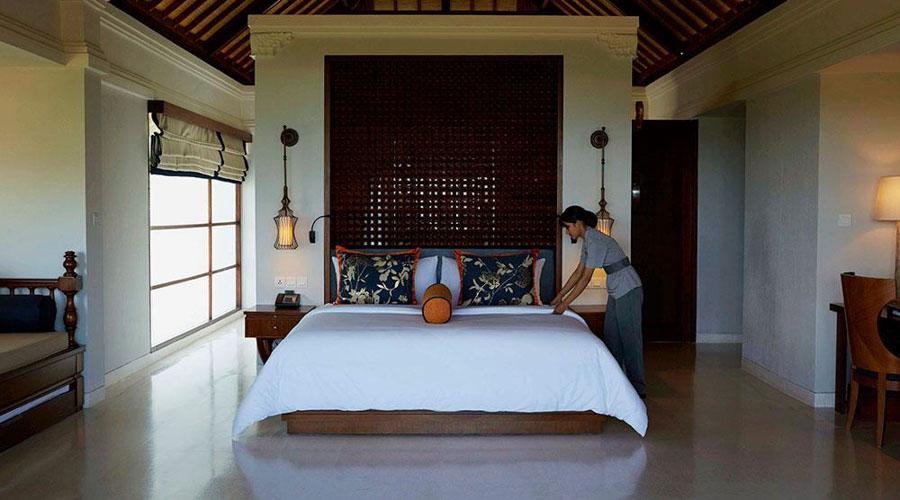 bed making in a villa