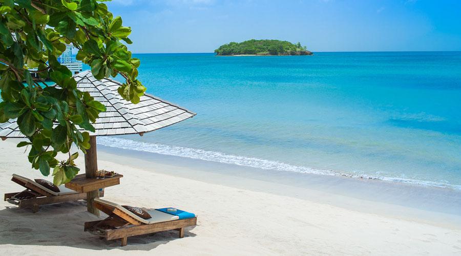 beach overlooking island in ocean