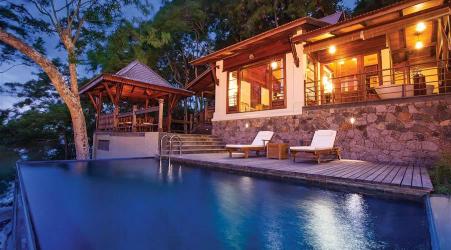 signature villa private pool by night