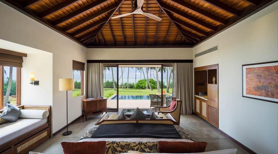 interior room with beach pool view