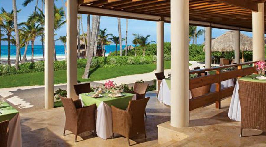 outside dining area and beach