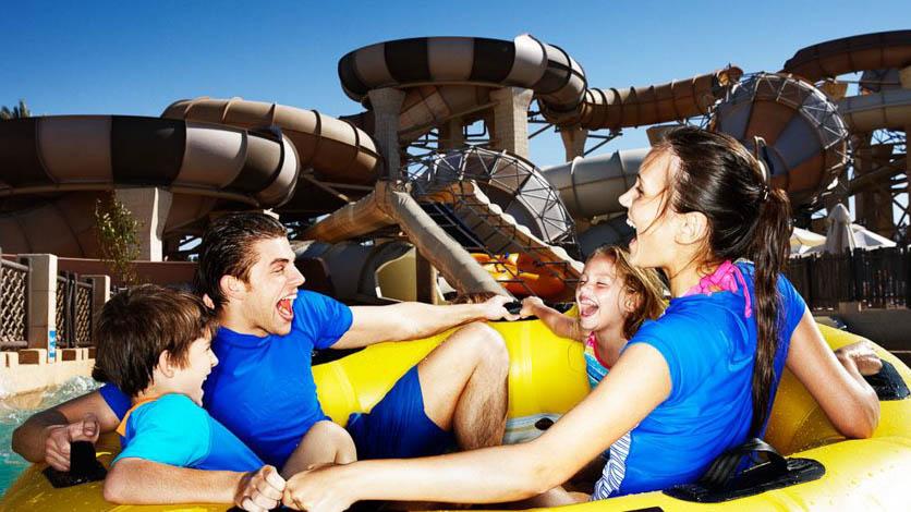 family in the waterpark