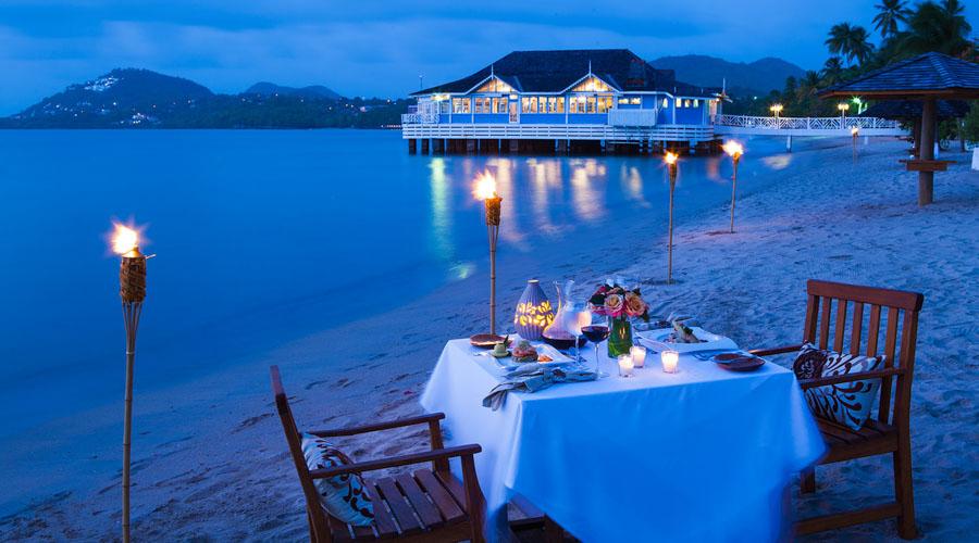 private beach dining