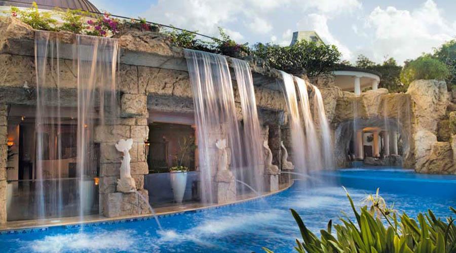 pool waterfall by day