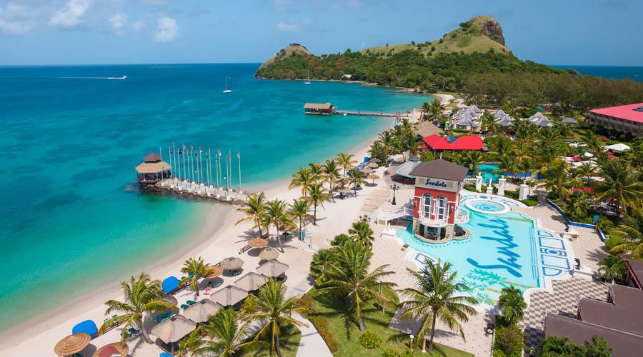 beach and pool aerial view