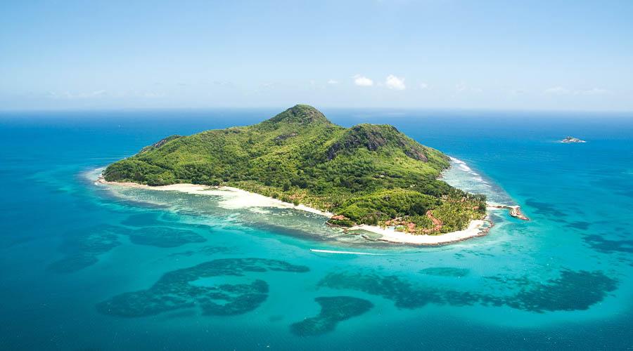 hotel and island aerial view